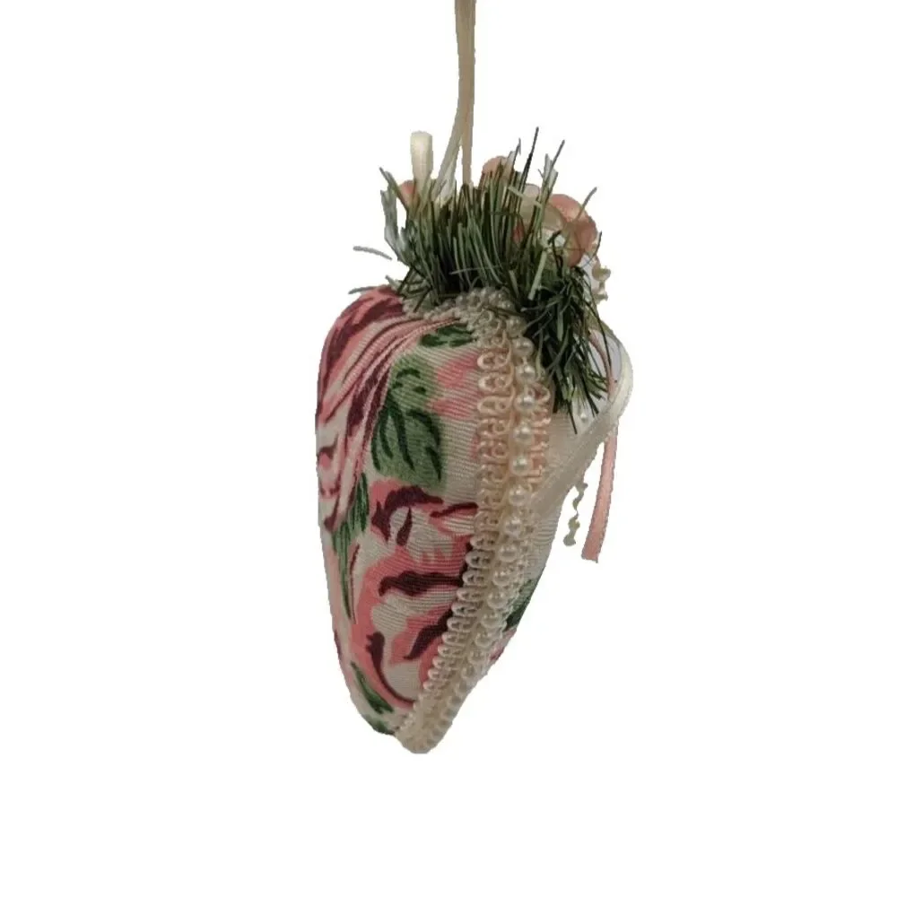 Victorian Heart‎ Shaped Christmas Lace Pink Rose Ornament